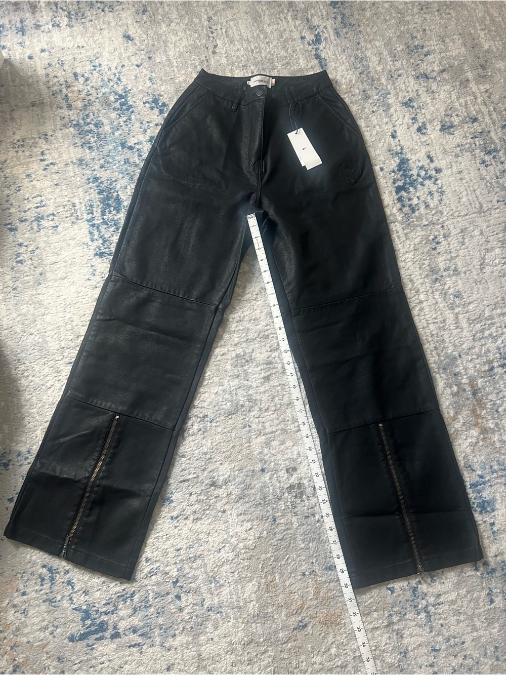 Black Wide-Leg Pants with Zip Hem